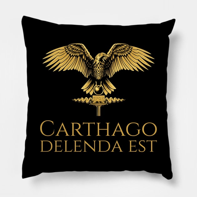 Ancient Rome - Carthago Delenda Est - Latin Quote - SPQR Pillow by Styr Designs