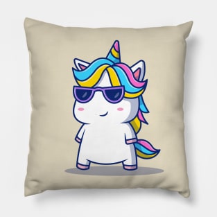 Cute Cool Unicorn Wearing Glasses Pillow