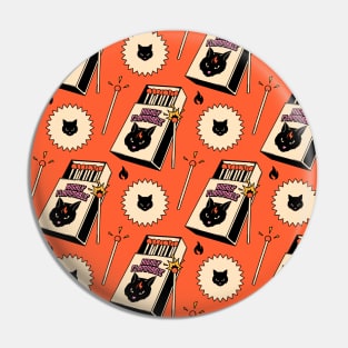 Highly Flammable Black Cat Pattern in orange Pin