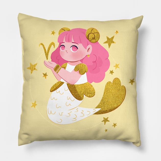 Aries Mermaid Pillow by Lobomaravilha