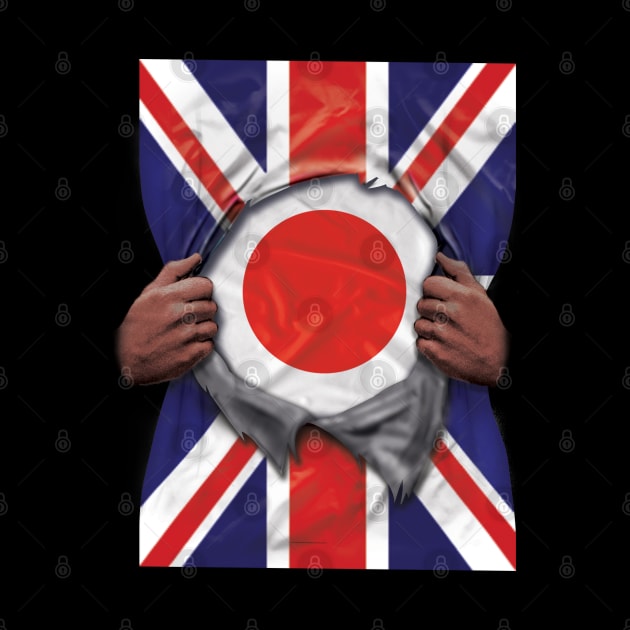 Japan Flag Great Britain Flag Ripped - Gift for Japanese From Japan by Country Flags
