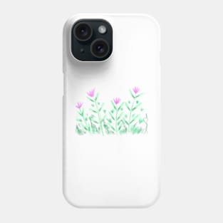 Pink flower watercolor leaf art Phone Case