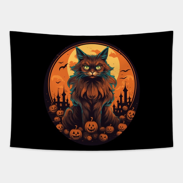 Somali Cat Halloween, Cat Lover Tapestry by dukito