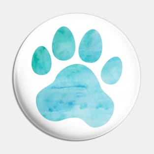 Turquoise Watercolor Paw Print Pin