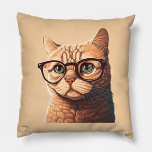 Glasses-Wearing Red Tabby Cat Pillow