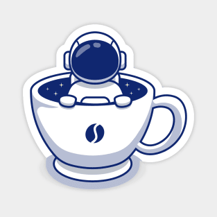 Cute Astronaut On Cup Of Coffee Magnet