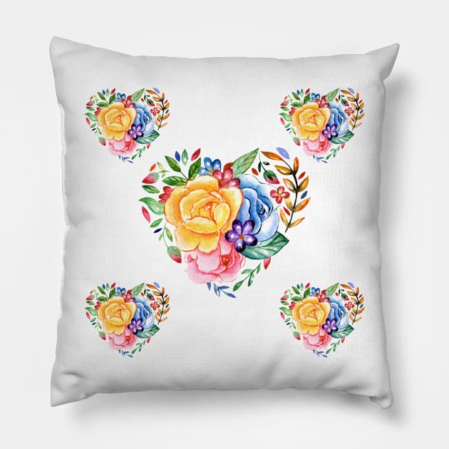 Valentine Floral Hearts Pillow by justrachna