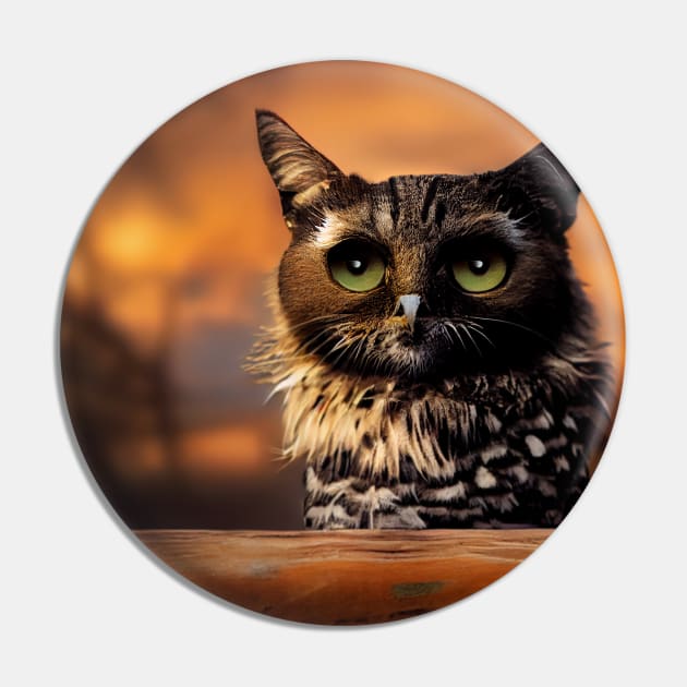 Cat owl - a cat and an owl Pin by Saraahdesign