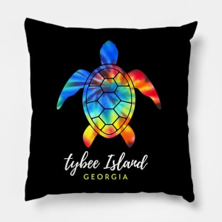 Tybee Island Georgia Sea Turtle Tie Dye Pillow