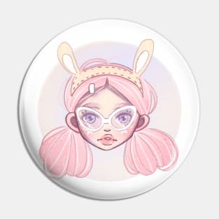 Bunny Girl with Glasses Pin