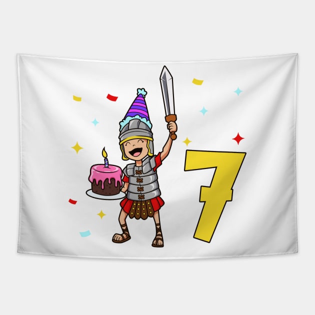 I am 7 with Centurion - kids birthday 7 years old Tapestry by Modern Medieval Design