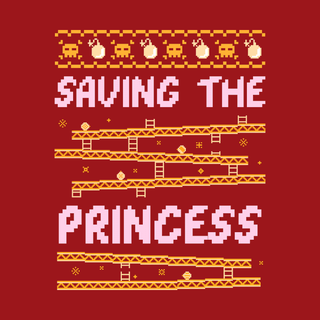 Gamer Saving the Princess Ugly Sweater Style by Alaskan Skald
