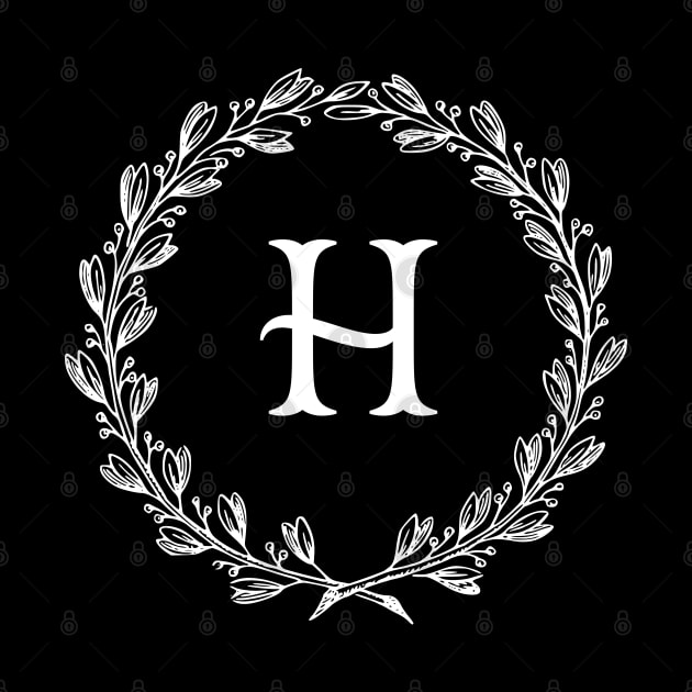 Beautiful Letter H Alphabet Initial Monogram Wreath by anonopinion