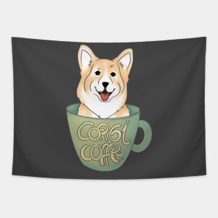 Corgi Coffee Tapestry