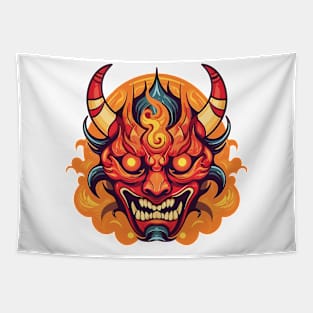 Infernal mask - Japanese demon Tapestry