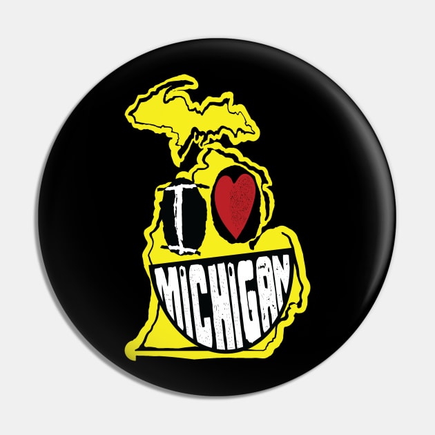 I Love Michigan Smiling Happy Face Pin by pelagio