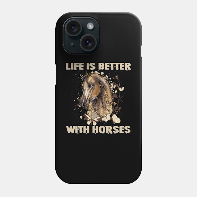 Life Is Better With Horses Horseback Riding Phone Case by CardRingDesign