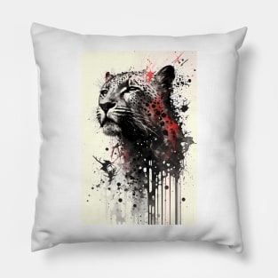 Jaguar Ink Painting Portrait Pillow