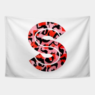 Letter S Watercolour Leopard Print Alphabet Red Tapestry