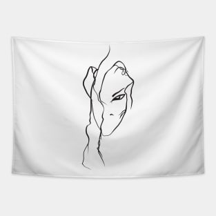 Lineart charming girl face Tapestry