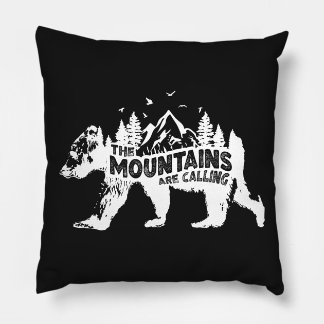 The Mountains Are Calling Bear Wilderness Outdoors Camping Hiking Climbing Forest Mountain Gift Idea Wildlife Bears Pillow by Kyandii