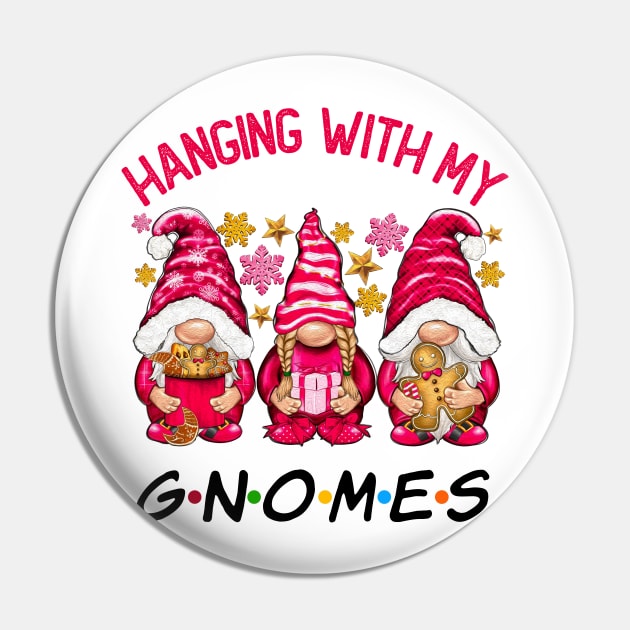 Funny Christmas Gnome Hanging With My Gnomies Family Pajamas Pin by JennyArtist