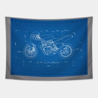 Ducati Supersport Blue Print Tapestry