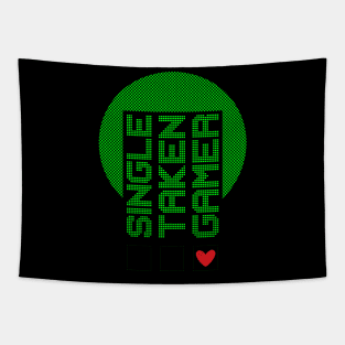 Single Taken Gamer in Green Pixels Tapestry