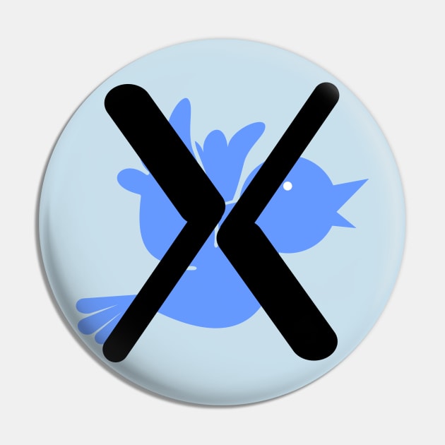 X Blue Bird Twitter Pin by Sanu Designs