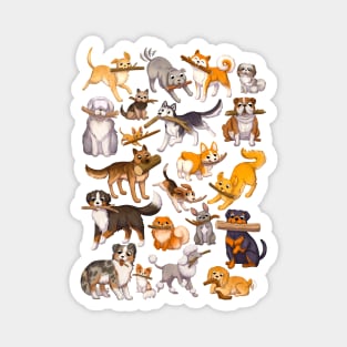 Dogs With Sticks Magnet