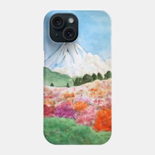 flowers and Mount Fuji Japanese Woodblock arts Phone Case