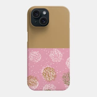 Gold Horizontal Split Colorful Pinecone Pattern on Pink Phone Case