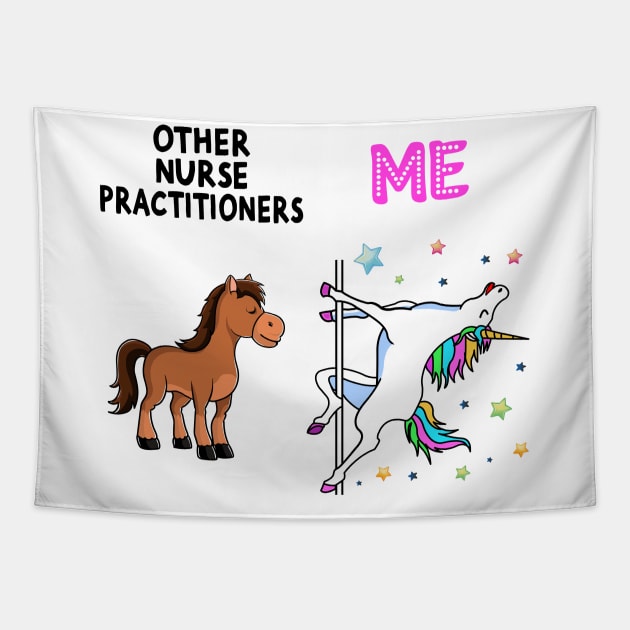 Family Nurse Practitioner Funny Unicorn Tapestry by Wakzs3Arts