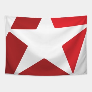 The Bold energetic and mobile Red Star Graphic in Negative Space Design Style. Tapestry