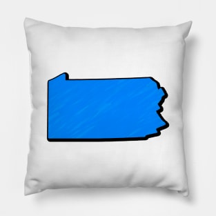 Bright Blue Pennsylvania Outline Pillow