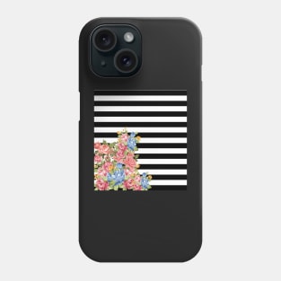 Floral on Stripes Phone Case