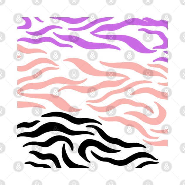 Violet Pink Black wavy pattern in Whte by Shineyarts