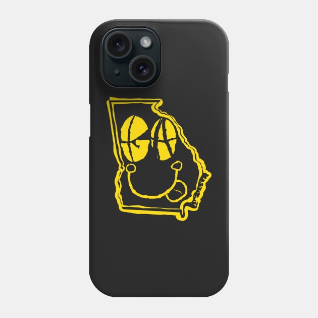 GA Eyes Georgia Grunge Smiling Face Yellow Phone Case by pelagio