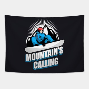 Snowboard saying mountains Tapestry