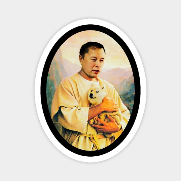 Elon Musk And Dogecoin Funny Magnet by Suchmugs