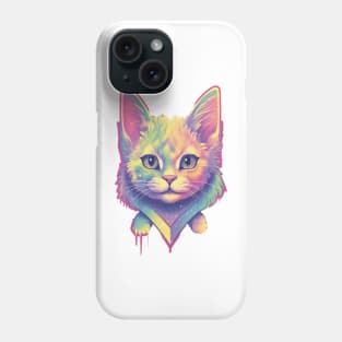 My feline friend is really digging this synthwave music Phone Case