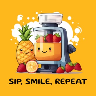 Fruit Juicer Sip, Smile, Repeat Funny Healthy Novelty T-Shirt