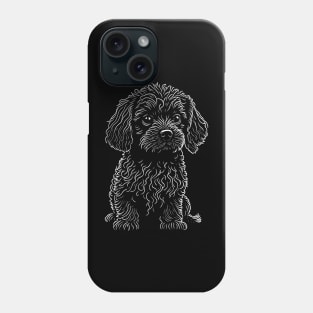 Cute pup white line artwork Phone Case