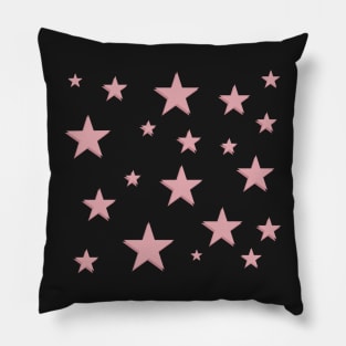 Pink star pattern - black background Pillow