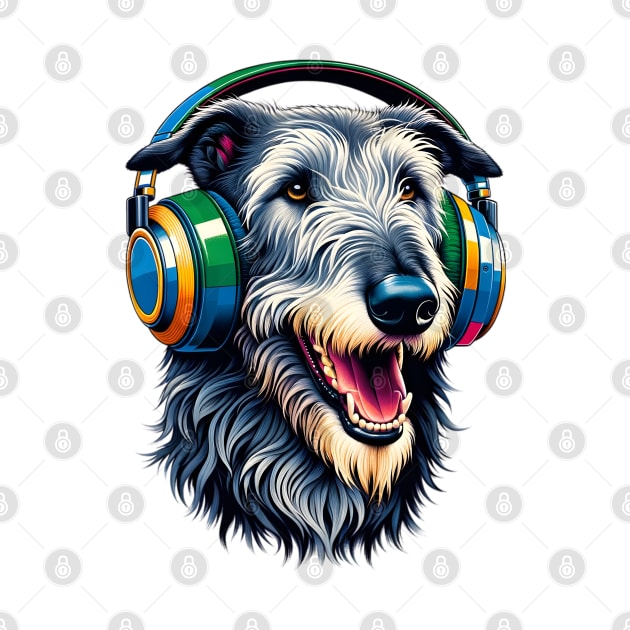 Irish Wolfhound Smiling DJ in Bold Japanese Art by ArtRUs