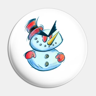 Angry Chib Snowman Pin