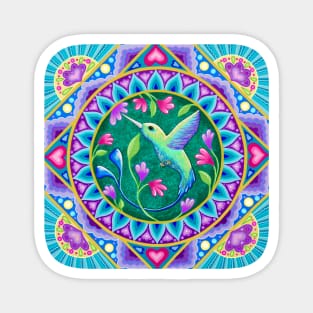 Lovely Hummingbird Mandala Magnet