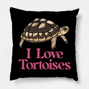 I Love Tortoises, Pink, for Tortoise Lovers Pillow