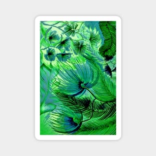 GREEN TROPICAL FLOWERS LARGE FERN PALMS TRIFFIDS ART POSTER DECO PRINT Magnet