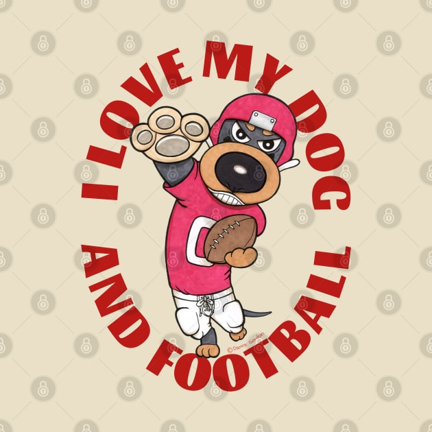 Cute Funny Doxie Dachshund Dog Football Player by Danny Gordon Art